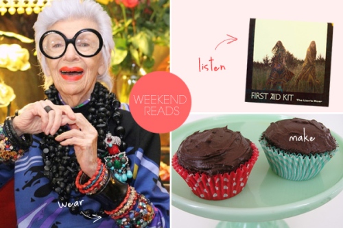 weekend reads iris apfel cupcakes "first aid kit"